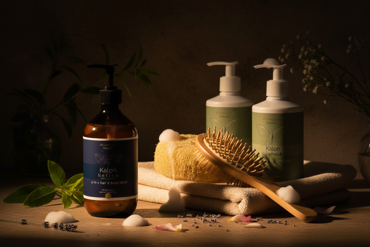 Hair & Body — hairbrush and loofah