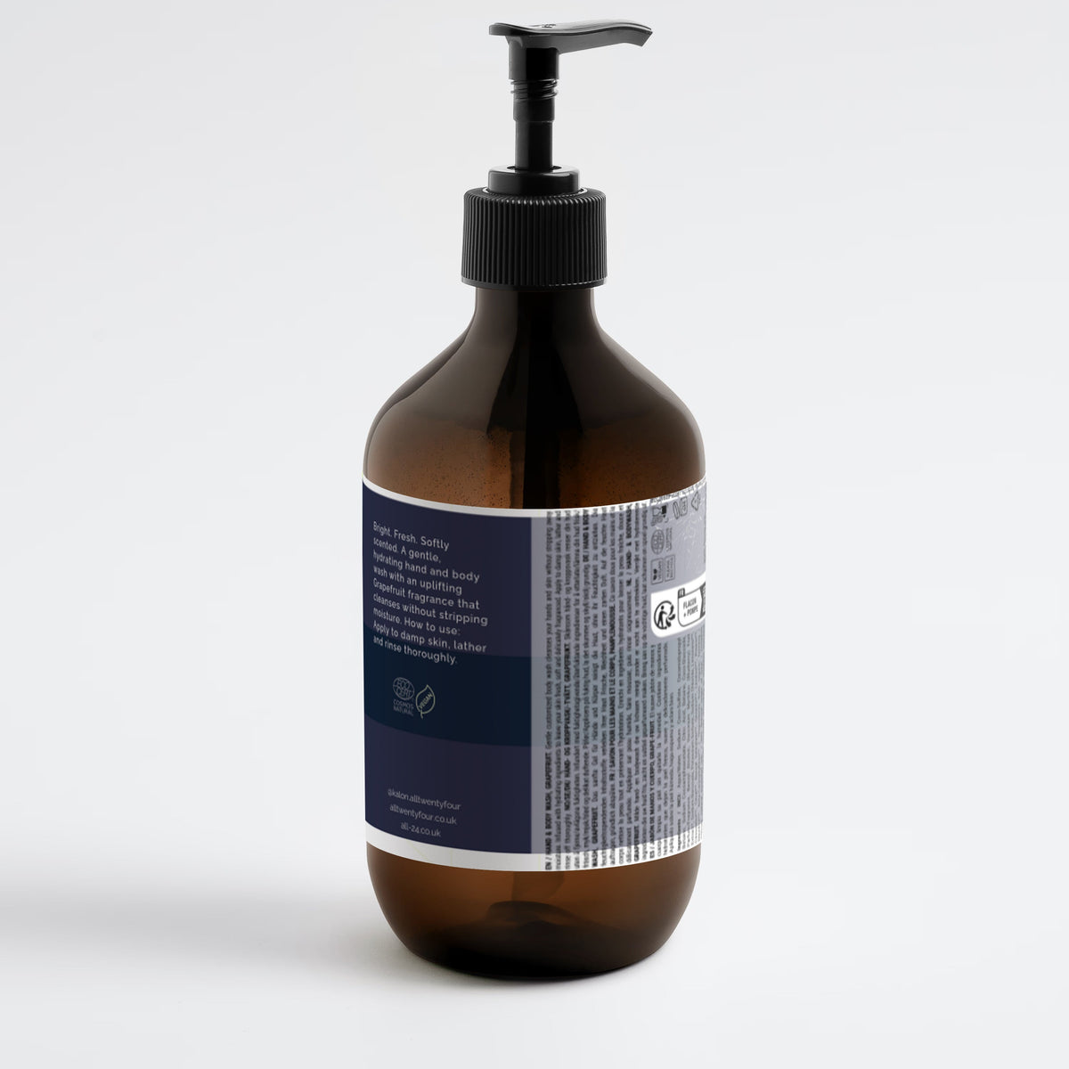 Kalon bottle with black pump on a white background