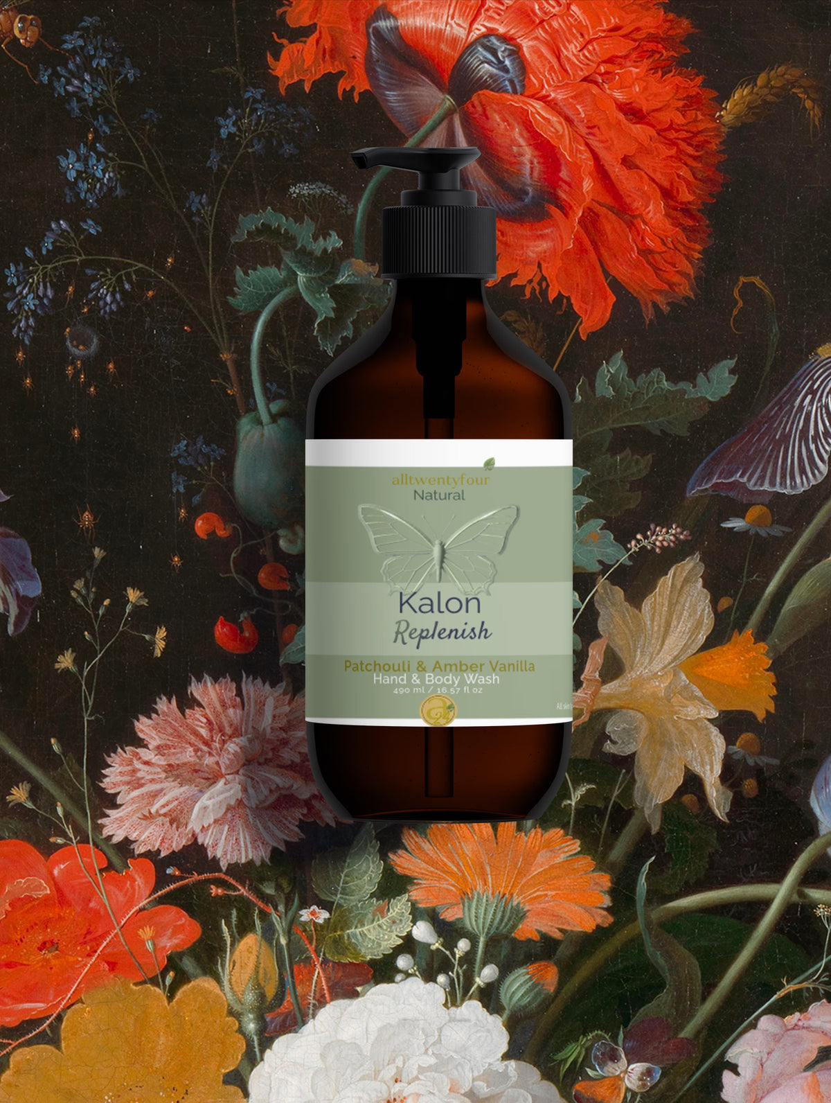 Kalon Replenish Hand & Body Wash, Patchouli & Amber Vanilla