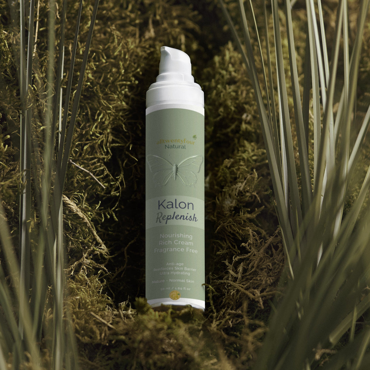 Kalon bottle on a natural background with plants